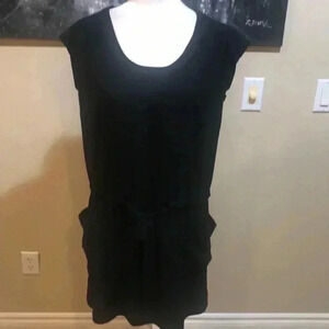 Asos design Black Midi Adjustable Waist Tie Belt Oversized w/Pockets Dress-10